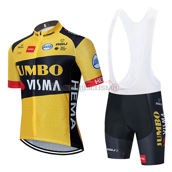 Abbigliamento Ciclismo Jumbo Visma Manica Corta 2020 Giallo Nero